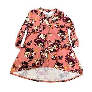 New Directions ND Floral‎ Button Down Tunic Top S
